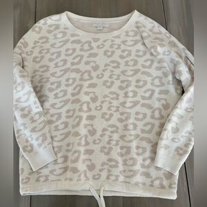 Barefoot Dreams cozy chic ultra light Cream and Tan Animal Print Sweater
